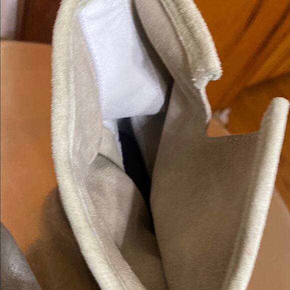 Pantanetti Leather Cowboy Boots Ankle Cream Iridescent Heeled Buckle Italian - Picture 13 of 16